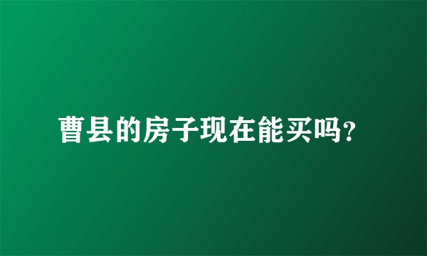 曹县的房子现在能买吗?