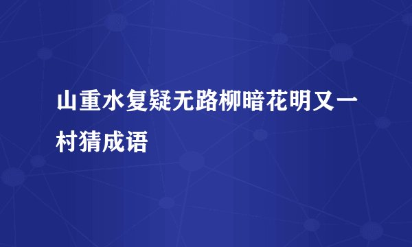 山重水复疑无路柳暗花明又一村猜成语