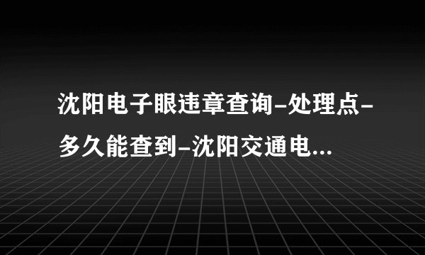 沈阳电子眼违章查询-处理点-多久能查到-沈阳交通电子眼违章查询