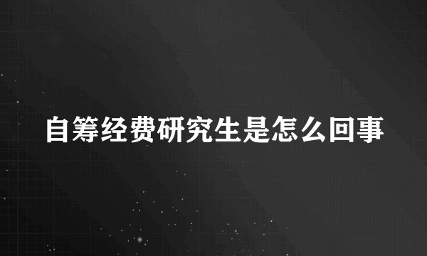 自筹经费研究生是怎么回事