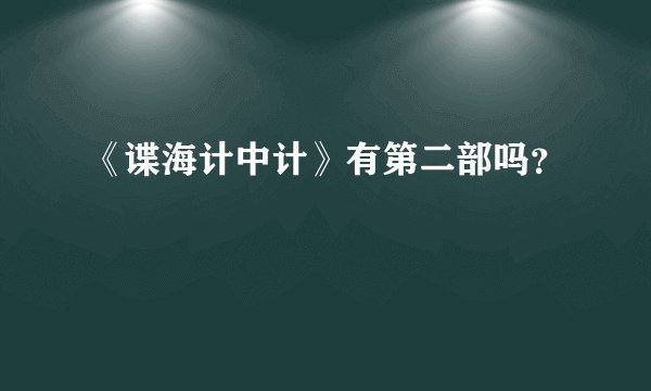 《谍海计中计》有第二部吗？