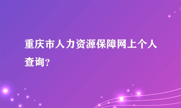 重庆市人力资源保障网上个人查询？