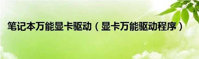 笔记本万能显卡驱动（显卡万能驱动程序）