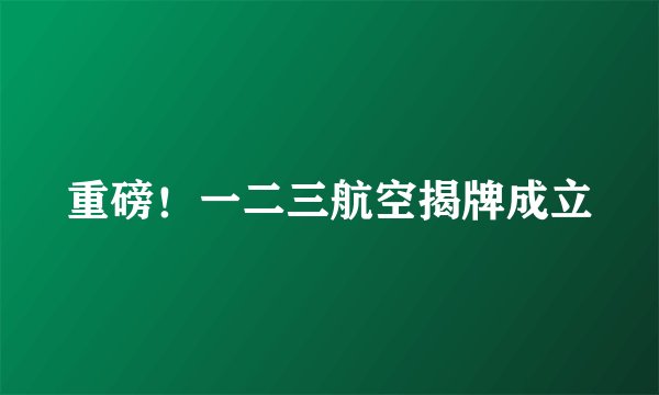 重磅！一二三航空揭牌成立