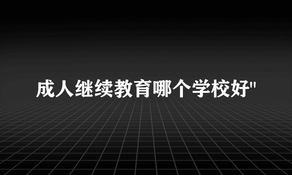 成人继续教育哪个学校好