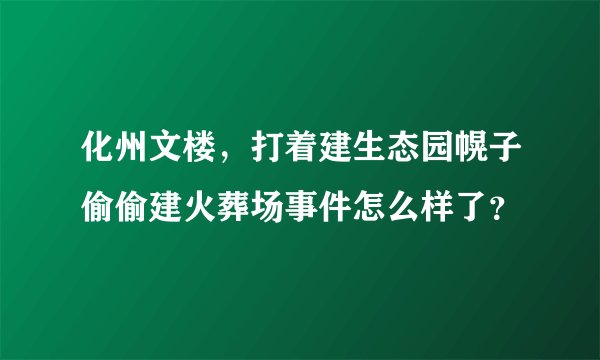 化州文楼,打着建生态园幌子偷偷建火葬场事件怎么样了?