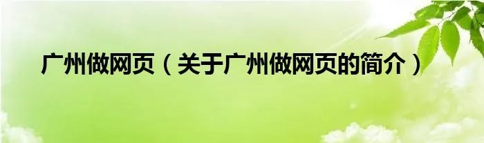 广州做网页（关于广州做网页的简介）