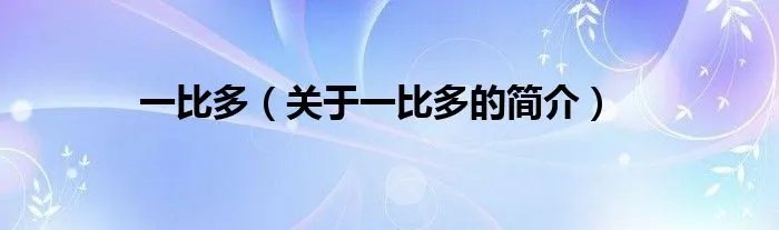 一比多（关于一比多的简介）