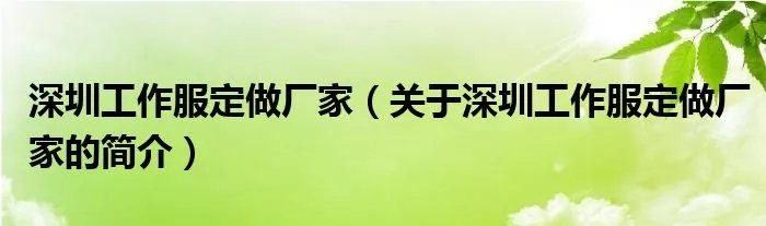 深圳工作服定做厂家（关于深圳工作服定做厂家的简介）