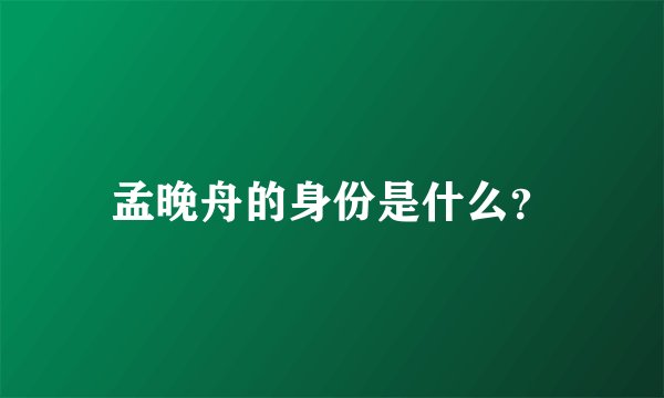 孟晚舟的身份是什么？