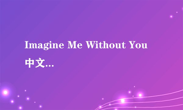 Imagine Me Without You 中文歌词 歌曲名字也要