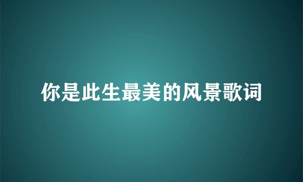 你是此生最美的风景歌词