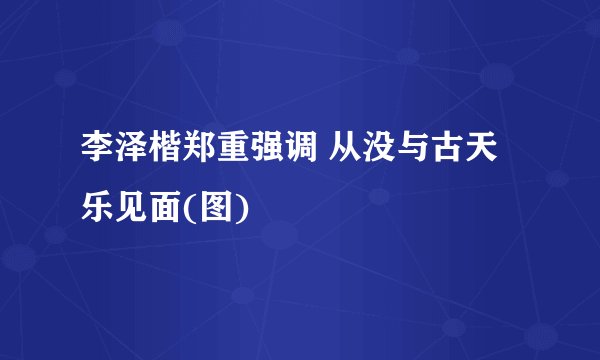 李泽楷郑重强调 从没与古天乐见面(图)