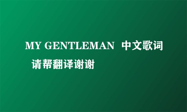 MY GENTLEMAN 中文歌词 请帮翻译谢谢