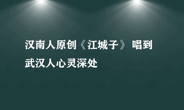 汉南人原创《江城子》 唱到武汉人心灵深处