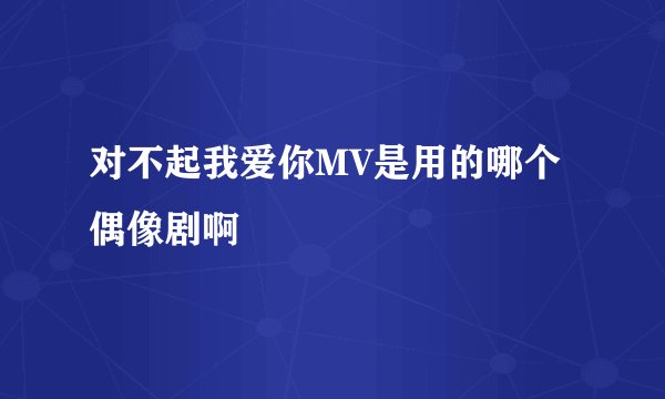 对不起我爱你MV是用的哪个偶像剧啊