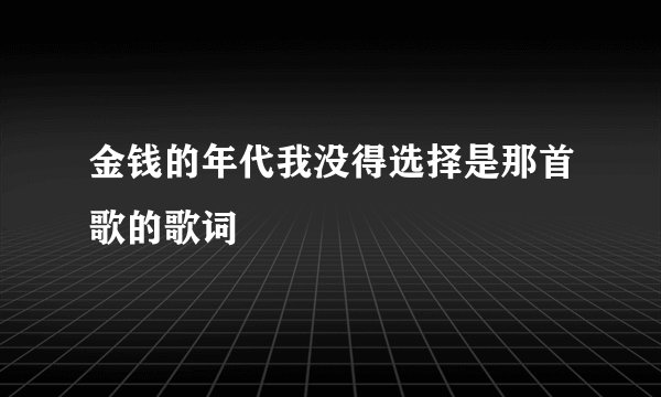 金钱的年代我没得选择是那首歌的歌词