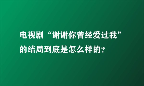 电视剧“谢谢你曾经爱过我”的结局到底是怎么样的?