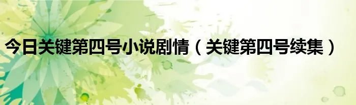 今日关键第四号小说剧情（关键第四号续集）