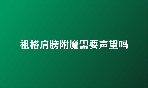 祖格肩膀附魔需要声望吗