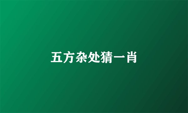 五方杂处猜一肖