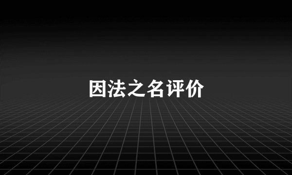 因法之名评价