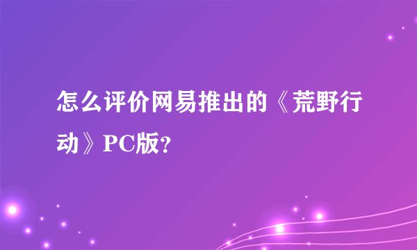 怎么评价网易推出的《荒野行动》PC版?