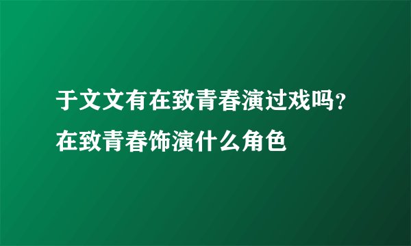 于文文有在致青春演过戏吗？在致青春饰演什么角色