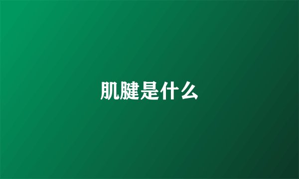 肌腱是什么