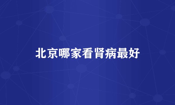 北京哪家看肾病最好