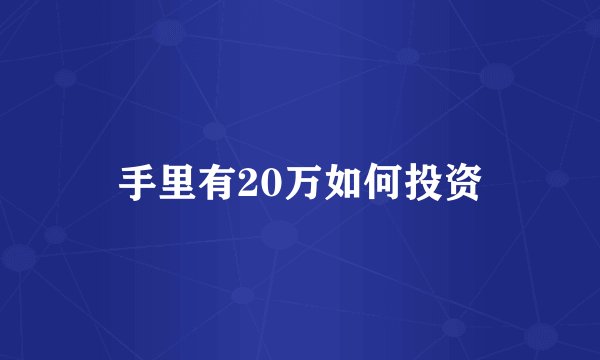手里有20万如何投资