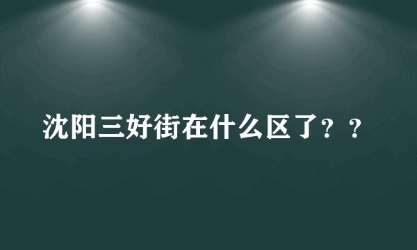 沈阳三好街在什么区了??