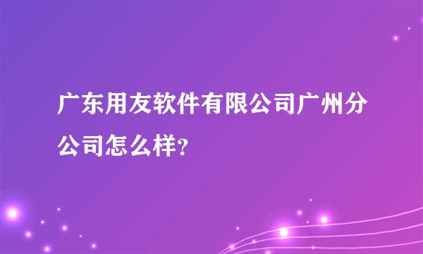 广东用友软件有限公司广州分公司怎么样?