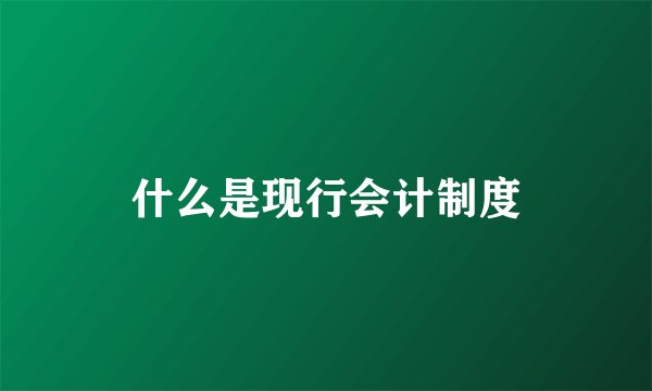 什么是现行会计制度