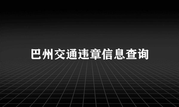 巴州交通违章信息查询