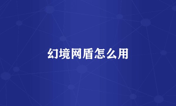 幻境网盾怎么用