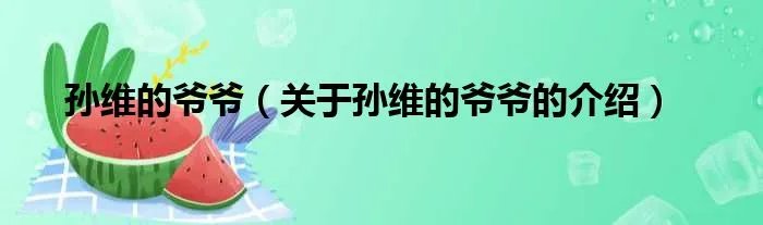 孙维的爷爷（关于孙维的爷爷的介绍）