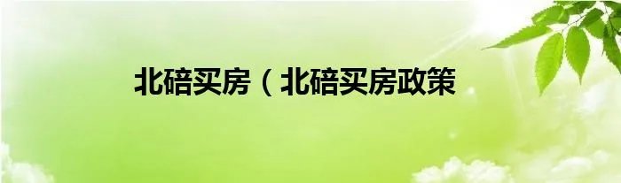 北碚买房（北碚买房政策