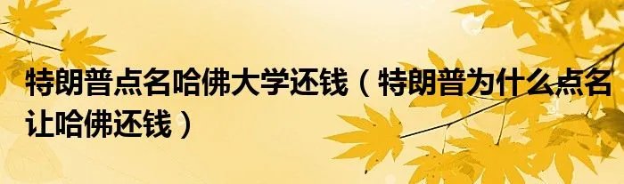 特朗普点名哈佛大学还钱（特朗普为什么点名让哈佛还钱）