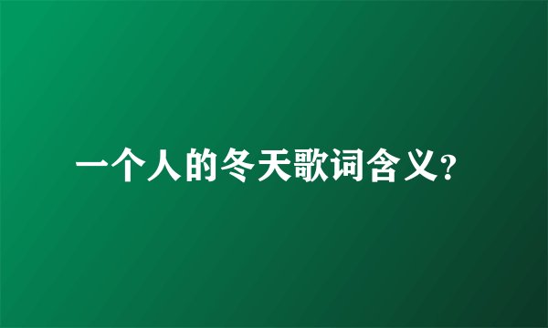一个人的冬天歌词含义？
