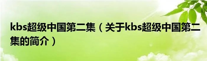 kbs超级中国第二集（关于kbs超级中国第二集的简介）