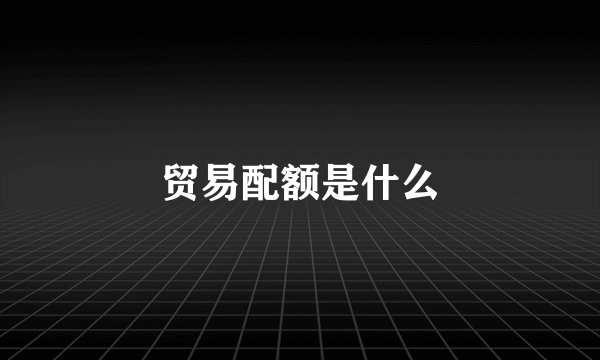 贸易配额是什么