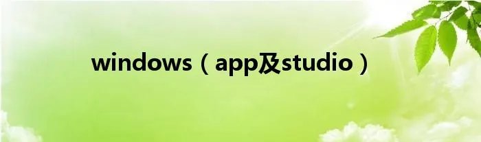 windows（app及studio）