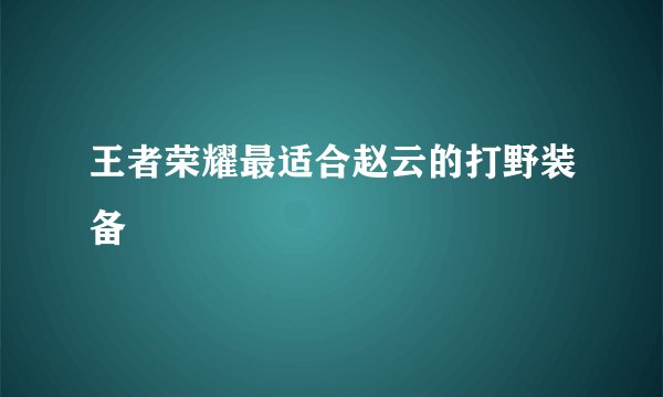王者荣耀最适合赵云的打野装备