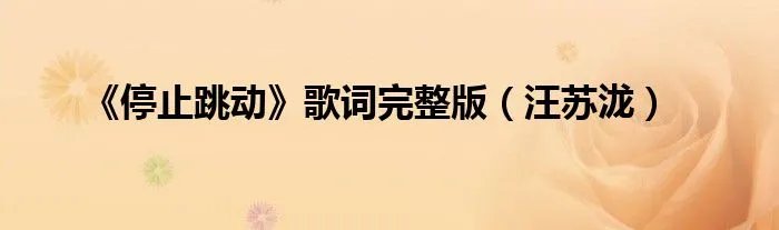《停止跳动》歌词完整版(汪苏泷)