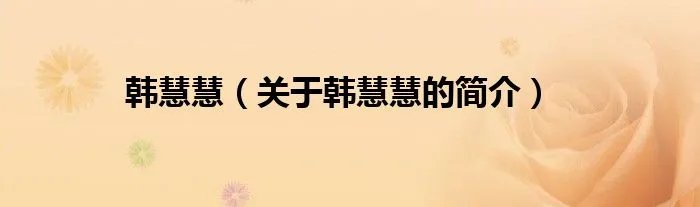 韩慧慧（关于韩慧慧的简介）