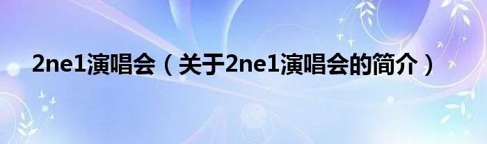 2ne1演唱会(关于2ne1演唱会的简介)