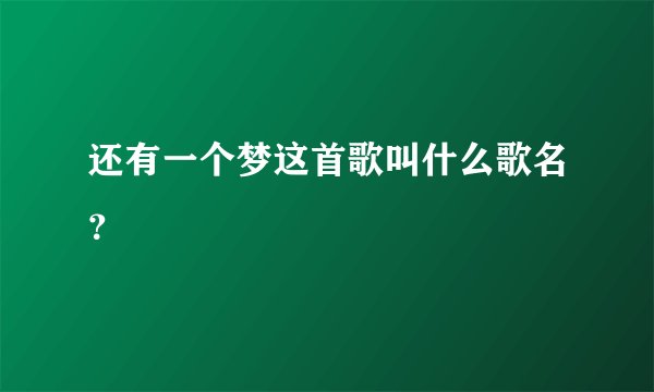 还有一个梦这首歌叫什么歌名？
