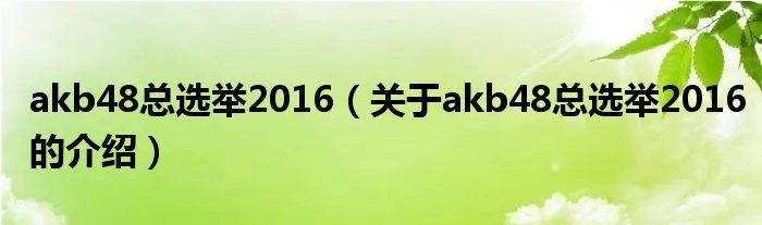 akb48总选举2016(关于akb48总选举2016的介绍)