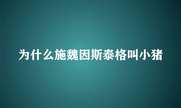 为什么施魏因斯泰格叫小猪